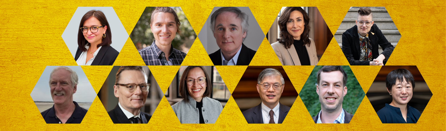 faculty headshots on yellow background