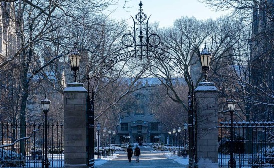 campus quad in winter
